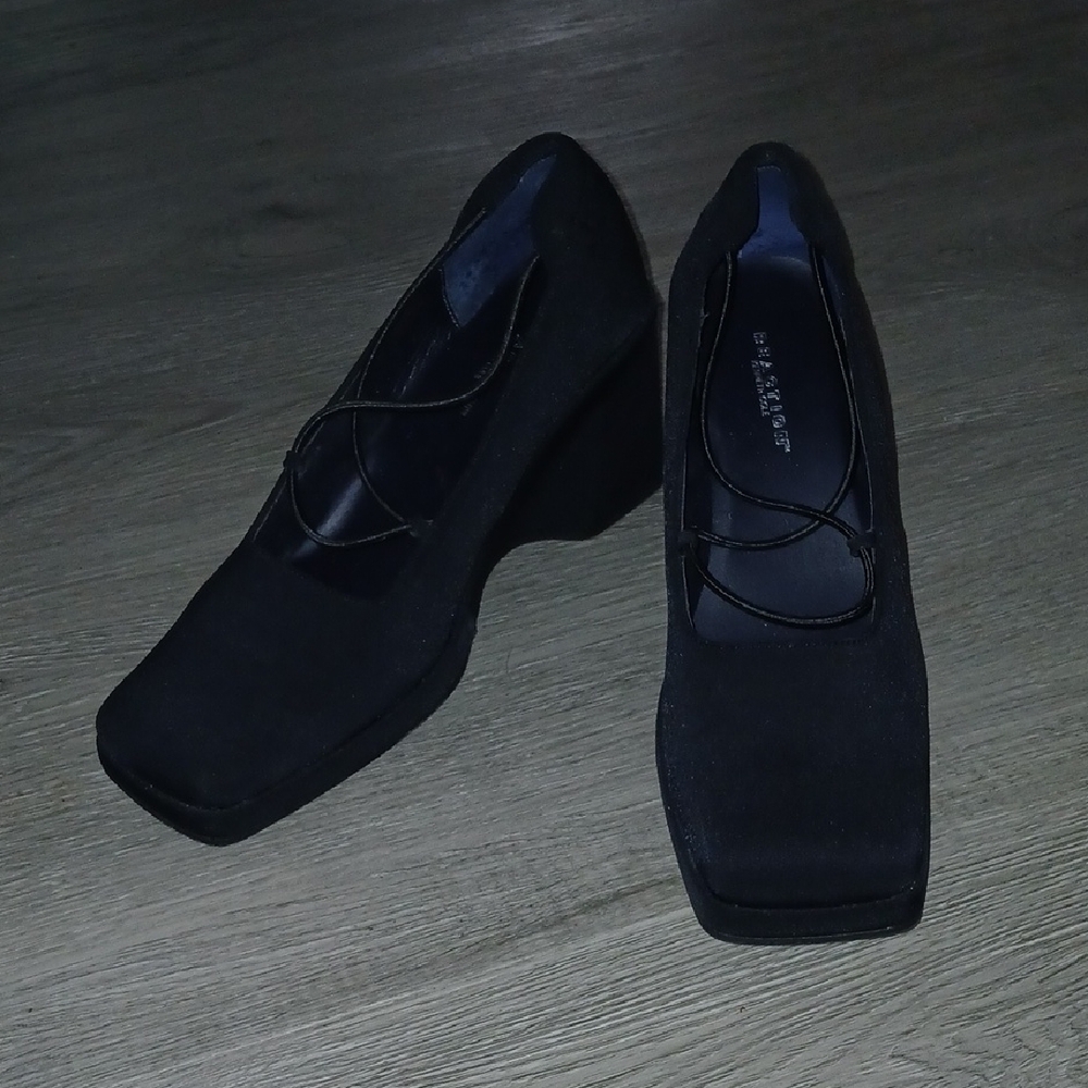 Reaction Kenneth Cole black block 3.25" heel square toe   Sz 7.5  NWOT